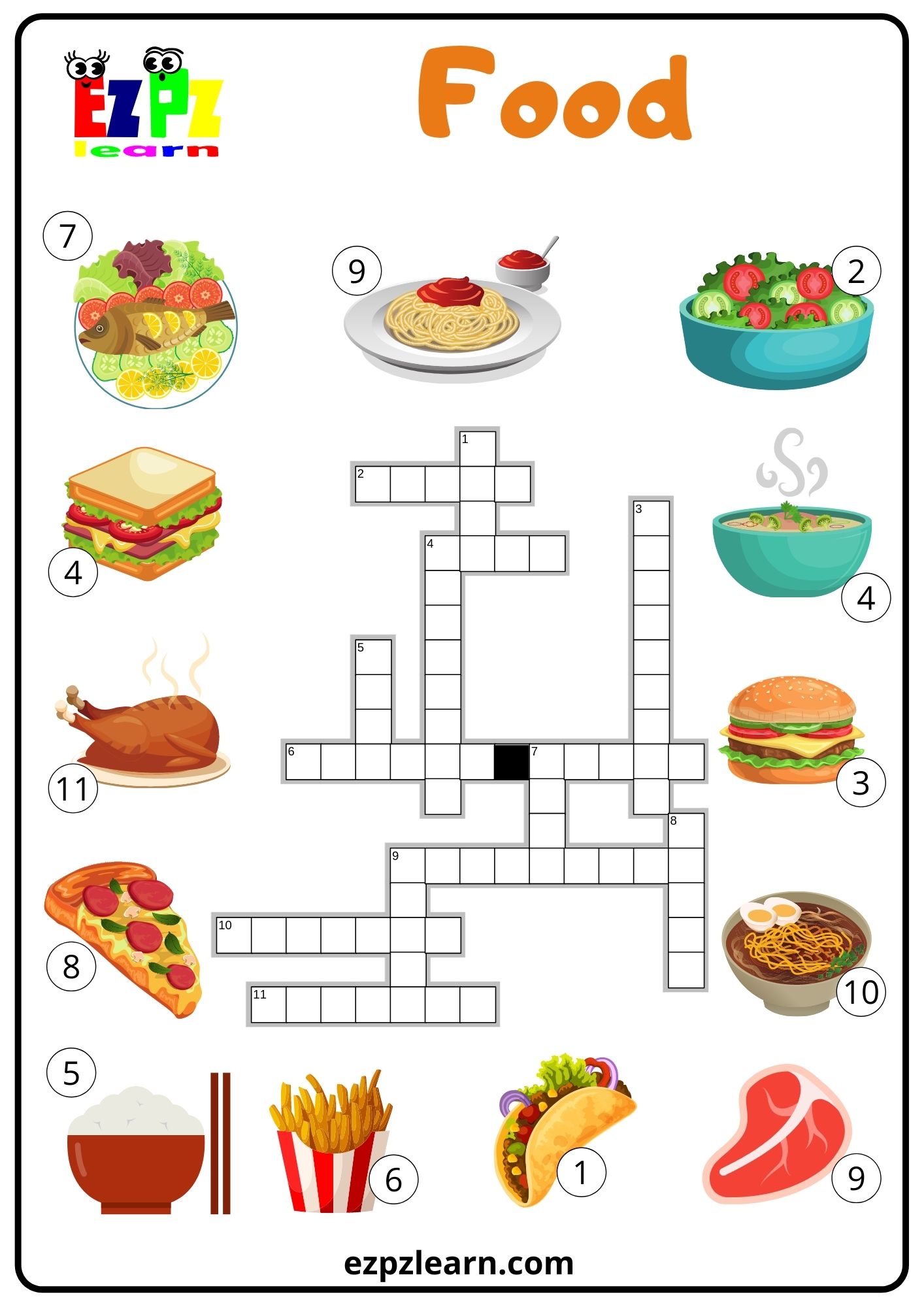 food-crossword-ezpzlearn